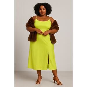 A New Day key lime green Slip Dress XXL Midi Cami Adjustable Straps plus size